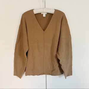 H&M V Neck Modern Camel Brown Sweater
